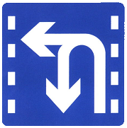 掉头和左转合用车道标志