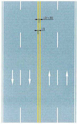 双黄实线禁止跨越对向车行道分界线标志