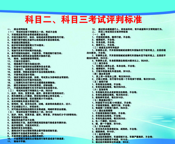2015科目三考试内容及合格标准