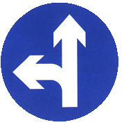 直行和向左转弯标志